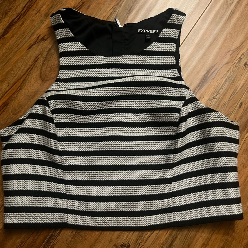 Express Monochrome Striped Knit Top